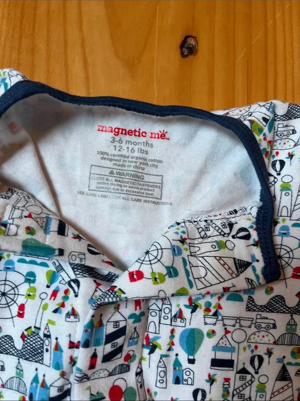 MAGNETIC ME 3-6M Blue Fair Playground Print Magnetic Closure Shortalls